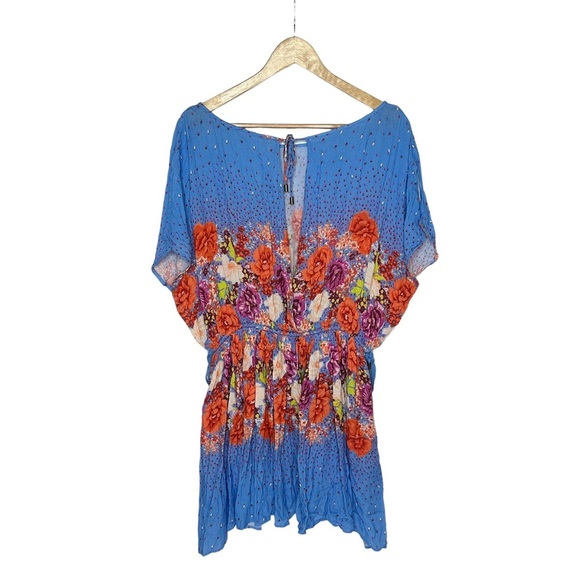 NWOT Free People Botanical Borders Mini Dress Blue small - Picture 4 of 13